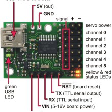 Micro Maestro 6-Channel USB Servo Controller Assembled