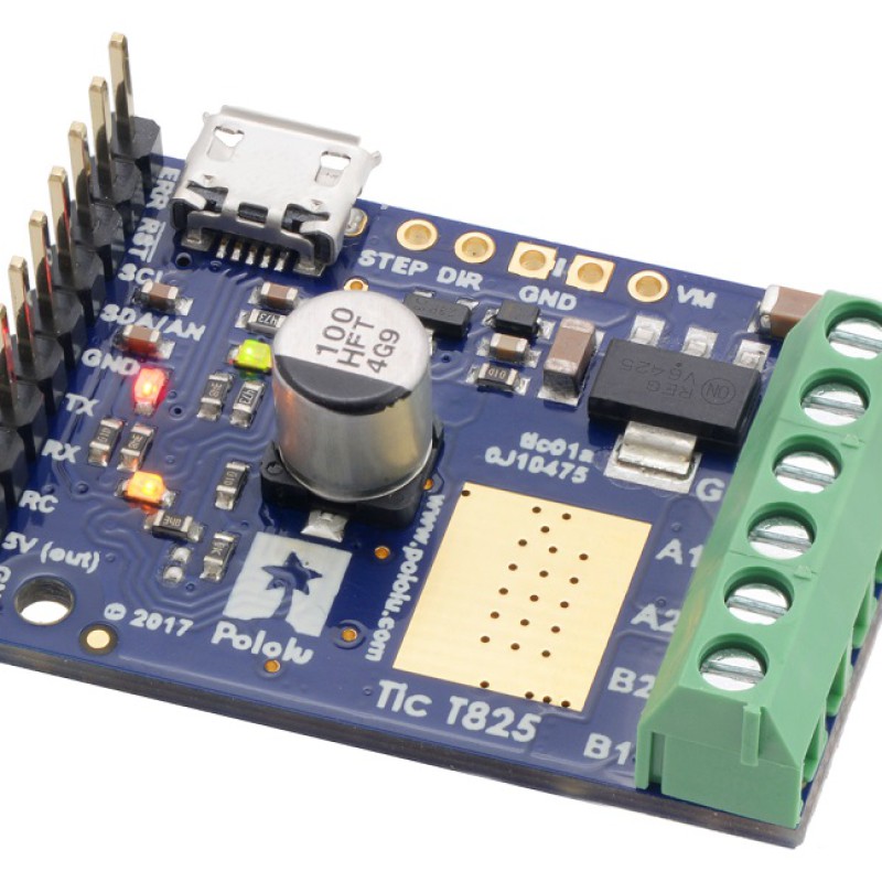 Tic T825 USB Multi-Interface Stepper Motor Controller (Connectors Soldered)