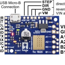 Tic T825 USB Multi-Interface Stepper Motor Controller (Connectors Soldered)