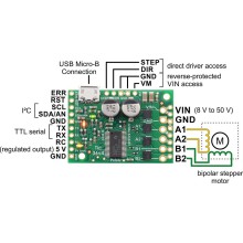 Tic 36v4 USB Multi-Interface High-Power Stepper Motor Controller (Connectors Soldered)