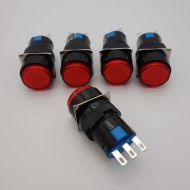 16MM Red ROUND Maintained Latching PUSH BUTTON SWITCH 3 PINS 250V 3A 1PS